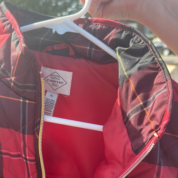 St. John's Bay Red and Black Plaid Vest - Picture 6 of 7
